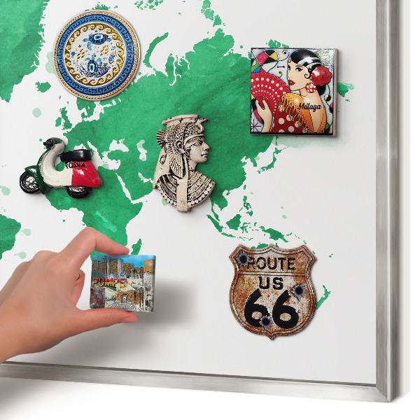 Decoratief metalen magneetbord in een zilveren lijst Groene kaart