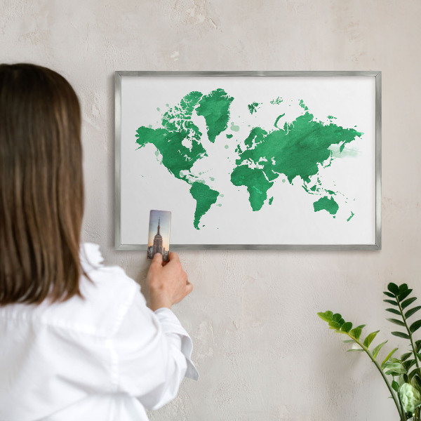 Decoratief metalen magneetbord in een zilveren lijst Groene kaart