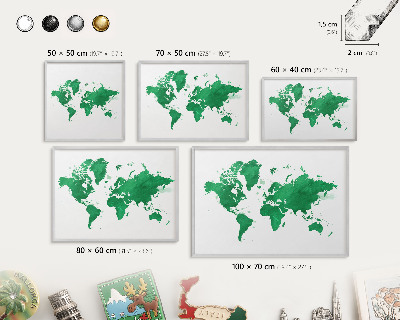 Decoratief metalen magneetbord in een zilveren lijst Groene kaart
