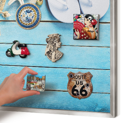 Decoratief metalen magneetbord in een zilveren lijst Vakantiesfeer