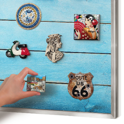 Decoratief metalen magneetbord in een zilveren lijst Vakantiesfeer