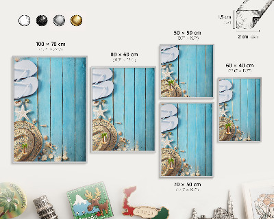 Decoratief metalen magneetbord in een zilveren lijst Vakantiesfeer