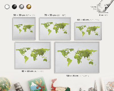 Magneetbord voor souvenir magneten met zilveren lijst Groene kaart