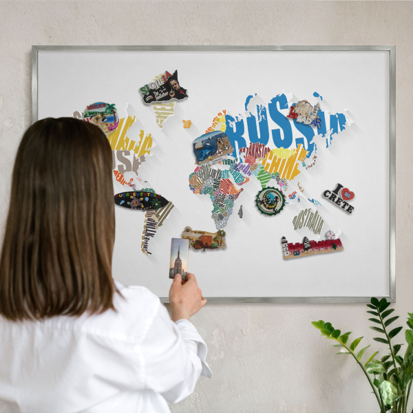Decoratief metalen magneetbord in een zilveren lijst Kleurenkaart
