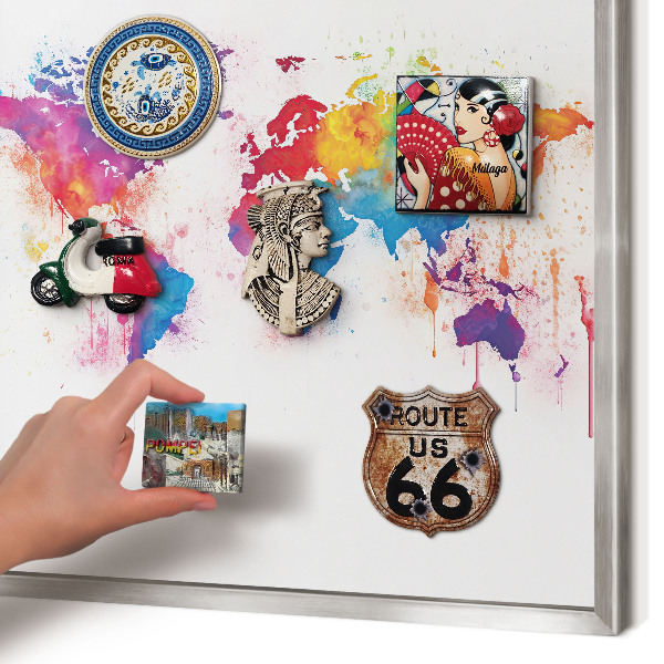 Magneetbord voor souvenir magneten met zilveren lijst Kleurenkaart