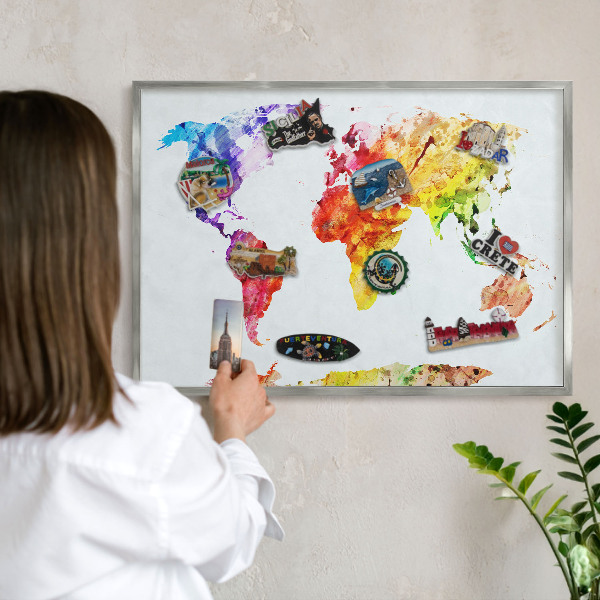 Decoratief metalen magneetbord in een zilveren lijst Kleurenkaart