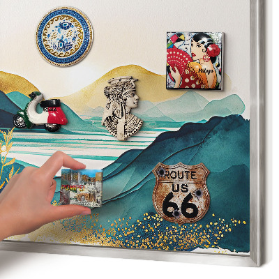 Decoratief metalen magneetbord in een zilveren lijst Een vredig uitzicht