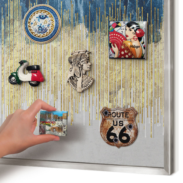 Magneetbord voor souvenir magneten met zilveren lijst Abstracte bos