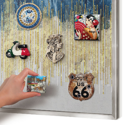 Magneetbord voor souvenir magneten met zilveren lijst Abstracte bos