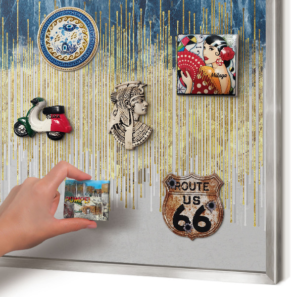 Magneetbord voor souvenir magneten met zilveren lijst Abstracte bos