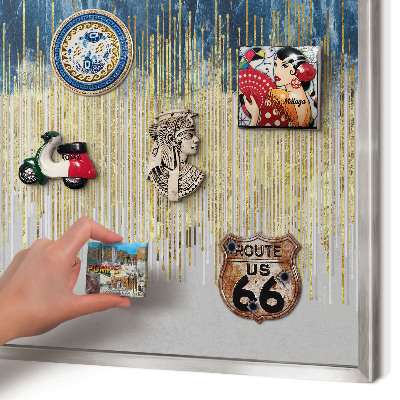 Magneetbord voor souvenir magneten met zilveren lijst Abstracte bos