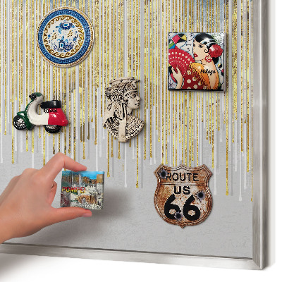 Magneetbord voor souvenir magneten met zilveren lijst Abstracte bos