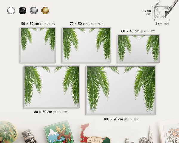 Decoratief metalen magneetbord in een zilveren lijst Exotische natuur