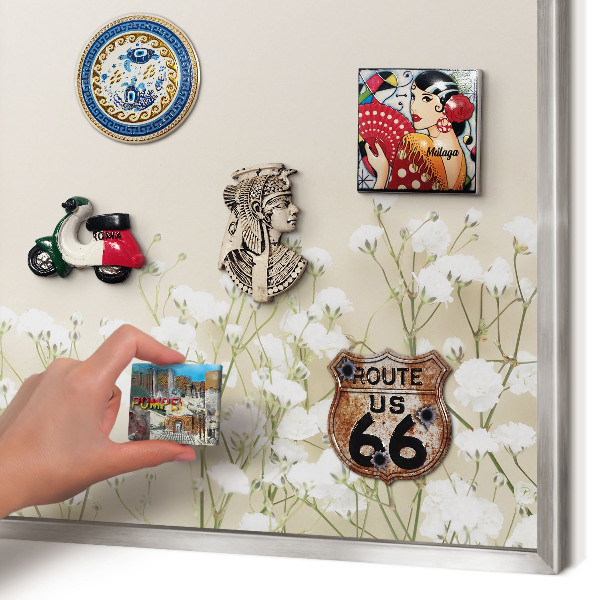 Magneetbord voor souvenir magneten met zilveren lijst Subtiele natuur