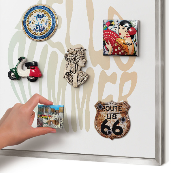 Decoratief metalen magneetbord in een zilveren lijst Hallo zomer