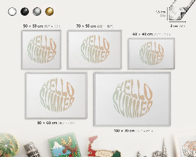Decoratief metalen magneetbord in een zilveren lijst Hallo zomer