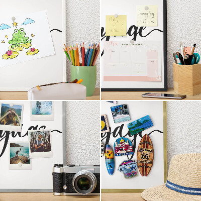 Magneetbord voor souvenir magneten met zilveren lijst Goede reis