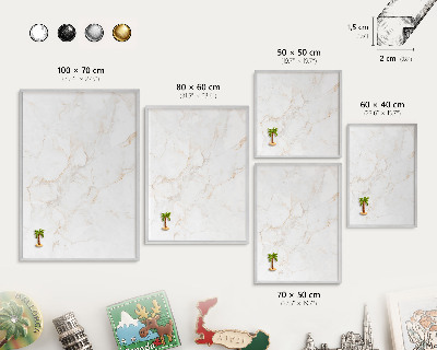 Decoratief metalen magneetbord in een zilveren lijst Marmeren elegantie