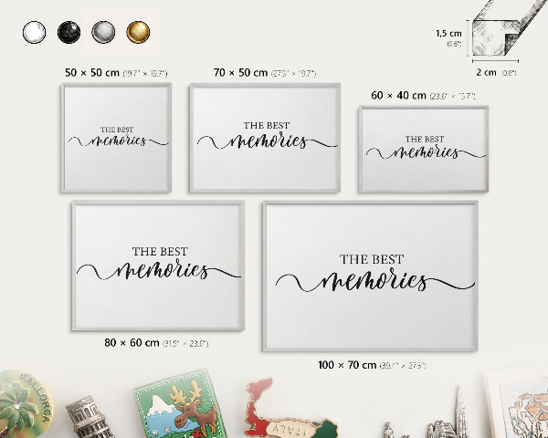 Magneetbord voor souvenir magneten met zilveren lijst Inspirerende herinneringen
