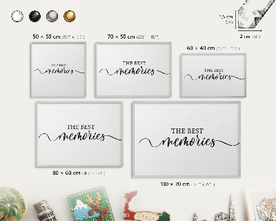 Magneetbord voor souvenir magneten met zilveren lijst Inspirerende herinneringen
