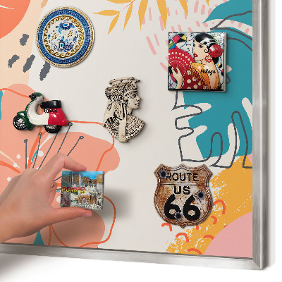 Decoratief metalen magneetbord in een zilveren lijst Moderne natuur