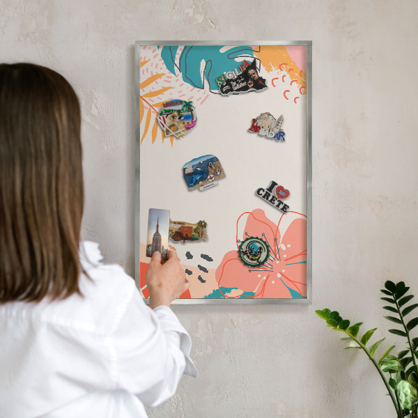 Decoratief metalen magneetbord in een zilveren lijst Moderne natuur