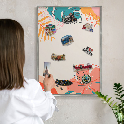 Decoratief metalen magneetbord in een zilveren lijst Moderne natuur