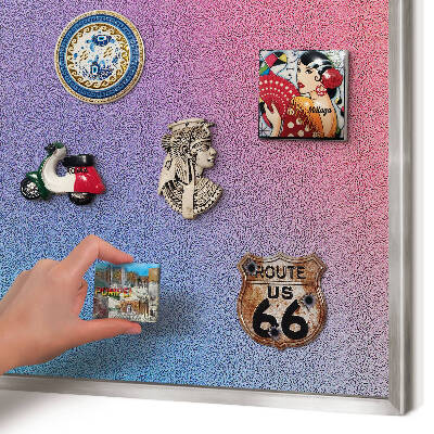 Magneetbord voor souvenir magneten met zilveren lijst Kleurrijk verloop