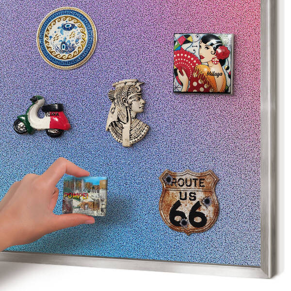 Magneetbord voor souvenir magneten met zilveren lijst Kleurrijk verloop