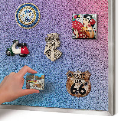 Magneetbord voor souvenir magneten met zilveren lijst Kleurrijk verloop