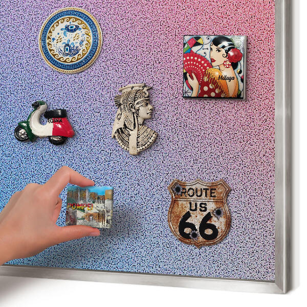 Magneetbord voor souvenir magneten met zilveren lijst Kleurrijk verloop