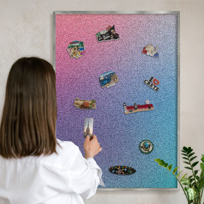 Magneetbord voor souvenir magneten met zilveren lijst Kleurrijk verloop