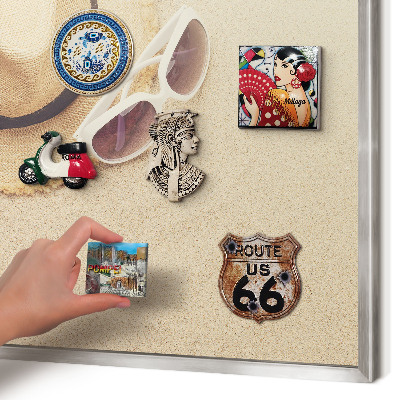 Magneetbord voor souvenir magneten met zilveren lijst Zomerstrand