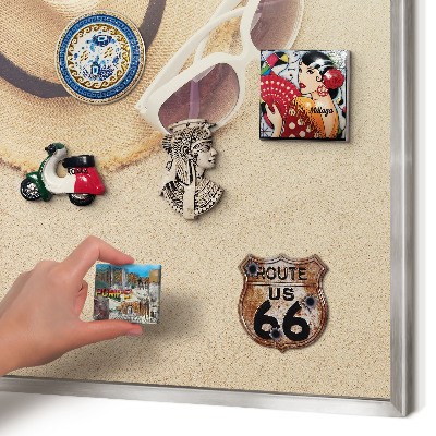 Magneetbord voor souvenir magneten met zilveren lijst Zomerstrand