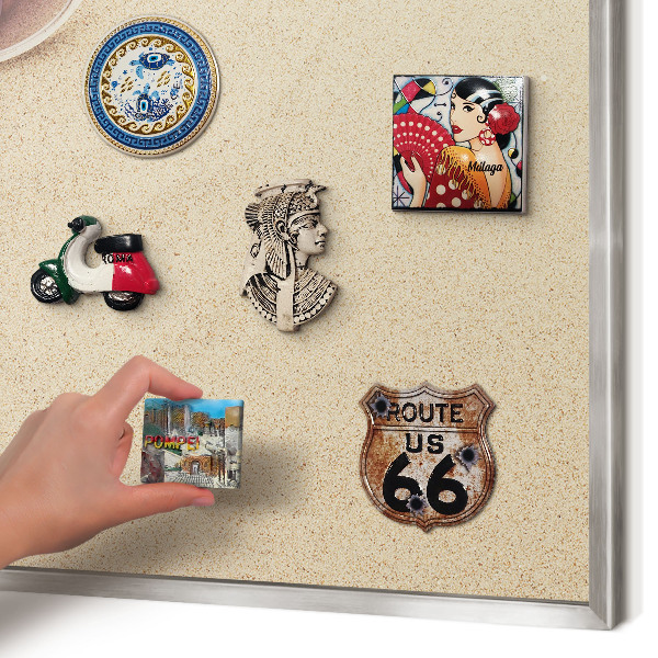 Magneetbord voor souvenir magneten met zilveren lijst Zomerstrand