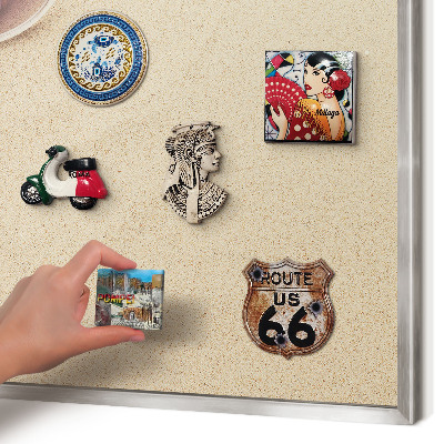 Magneetbord voor souvenir magneten met zilveren lijst Zomerstrand