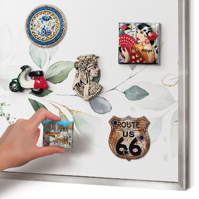 Magneetbord voor souvenir magneten met zilveren lijst Botanische elegantie