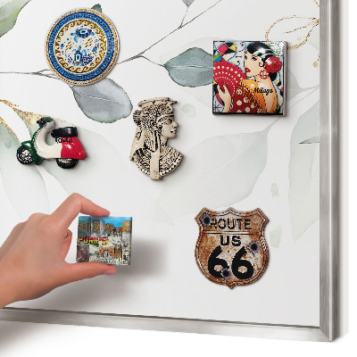 Magneetbord voor souvenir magneten met zilveren lijst Botanische elegantie