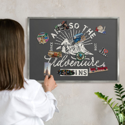Magneetbord voor souvenir magneten met zilveren lijst Berginscriptie