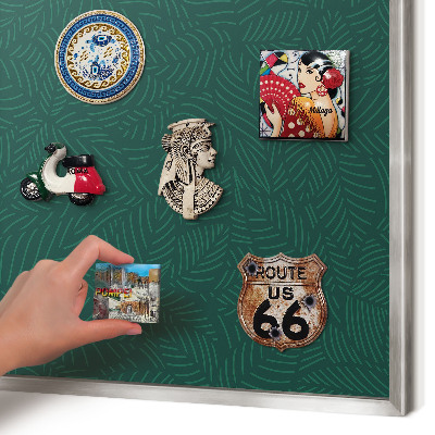 Decoratief metalen magneetbord in een zilveren lijst Groene bladeren