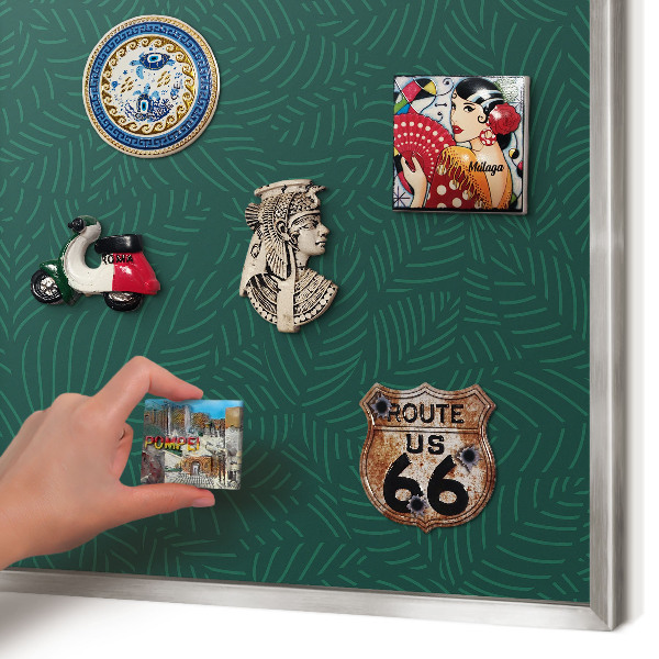 Decoratief metalen magneetbord in een zilveren lijst Groene bladeren