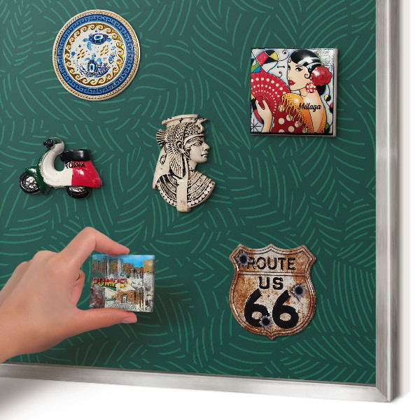 Decoratief metalen magneetbord in een zilveren lijst Groene bladeren