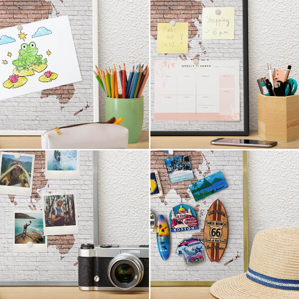 Magneetbord voor souvenir magneten met zilveren lijst Bakstenen plattegrond