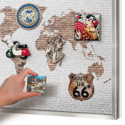 Magneetbord voor souvenir magneten met zilveren lijst Bakstenen plattegrond