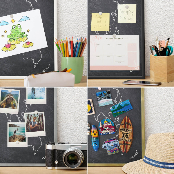 Decoratief metalen magneetbord in een zilveren lijst Krijtwereld