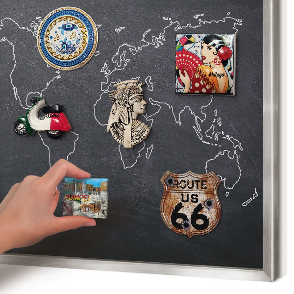 Decoratief metalen magneetbord in een zilveren lijst Krijtwereld