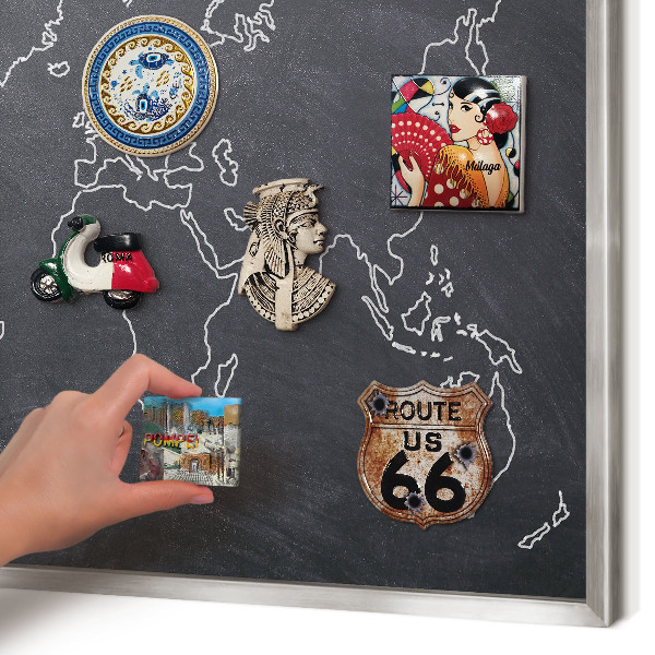 Decoratief metalen magneetbord in een zilveren lijst Krijtwereld
