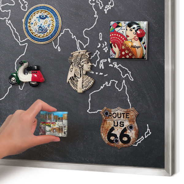 Decoratief metalen magneetbord in een zilveren lijst Krijtwereld