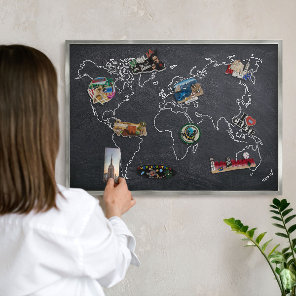 Decoratief metalen magneetbord in een zilveren lijst Krijtwereld