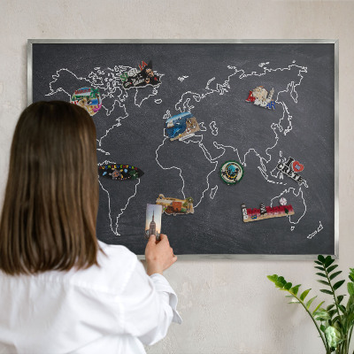 Decoratief metalen magneetbord in een zilveren lijst Krijtwereld
